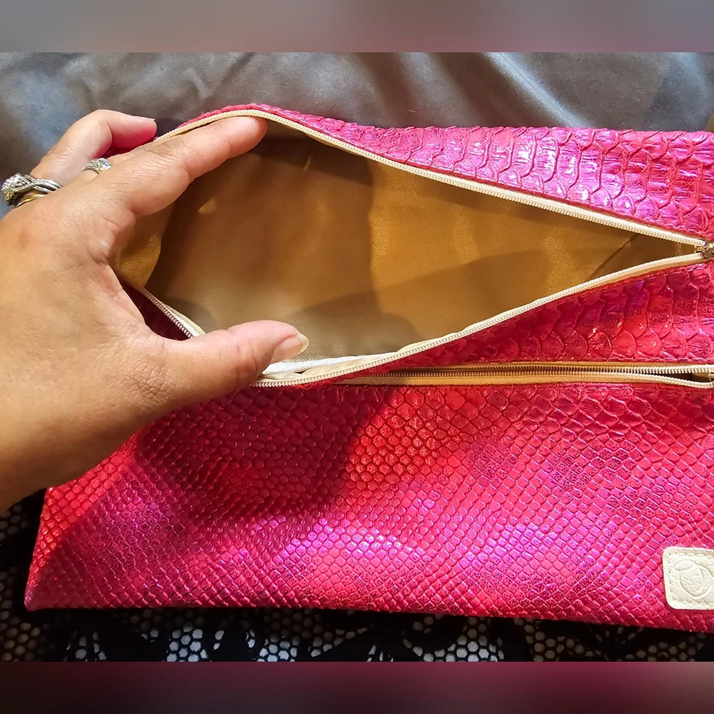 Pink Snake Print Makeup Bag